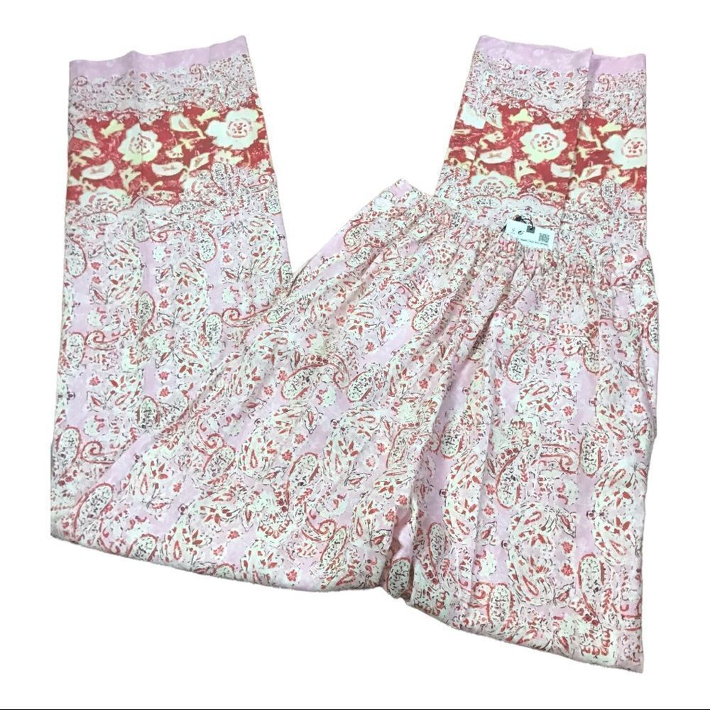 NWT ZARA BARBIE PINK WIDE-LEG PRINTED LINEN BLEND TROUSERS SizeXS - Picture 12 of 13